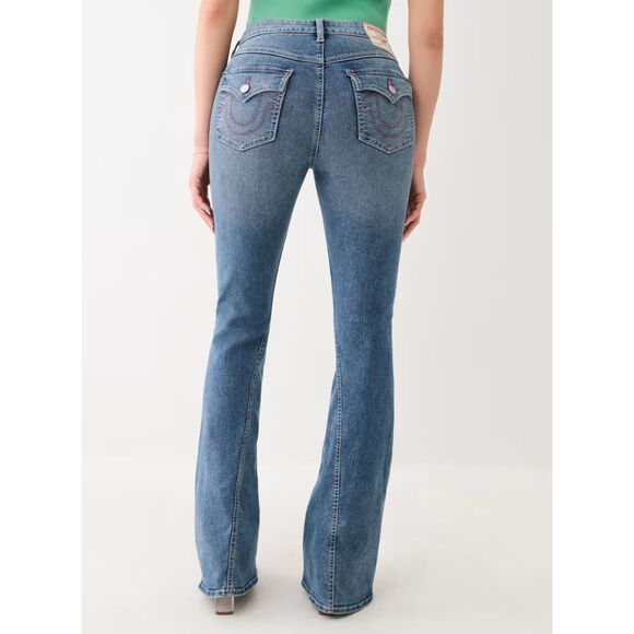 True Religion Joey MidRise SN Flap Flare Jean- Medium Frost, Sz 32, NEW $159 - Picture 1 of 11